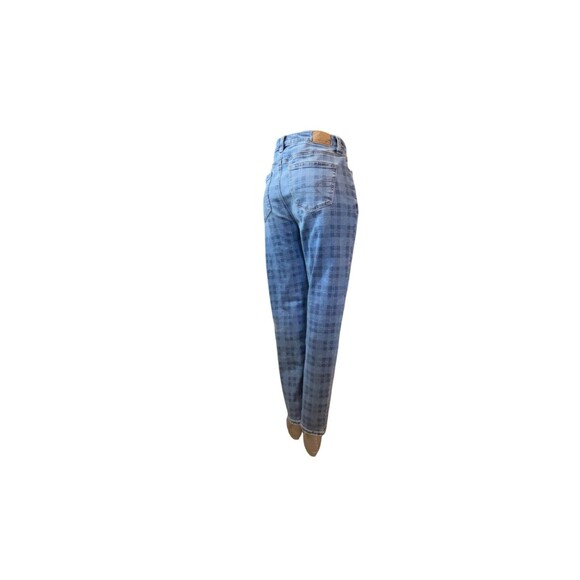 American Eagle Jeans Women 0 Blue Plaid Skinny Mid Rise Stretch (W22 L27) - Picture 3 of 15